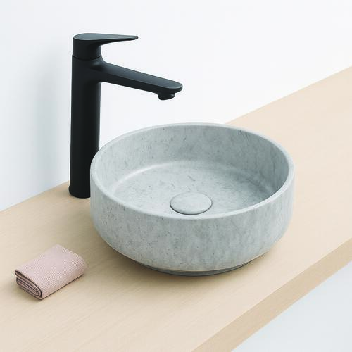 Vasque ronde à poser NAMI en céramique Ø34,6 x H. 11,4 cm - Marbre gris